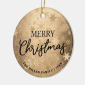 金ゴールドエレガントメリークリスマスの雪片パターン セラミックオーナメント (左)