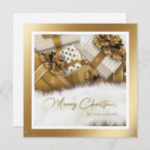 金ゴールドエレガントメリークリスマスカード シーズンカード (正面/裏面)