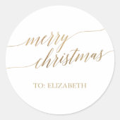 金ゴールドエレガントメリークリスマスギフト名 ラウンドシール (正面)
