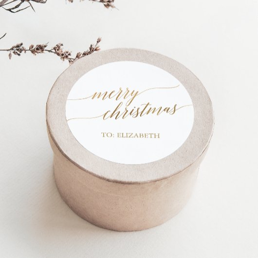 金ゴールドエレガントメリークリスマスギフト名 ラウンドシール