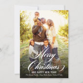 金ゴールドエレガントメリークリスマススクリプトの写真 シーズンカード (正面)