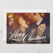 金ゴールドエレガントメリークリスマススクリプトの写真 シーズンカード (正面)