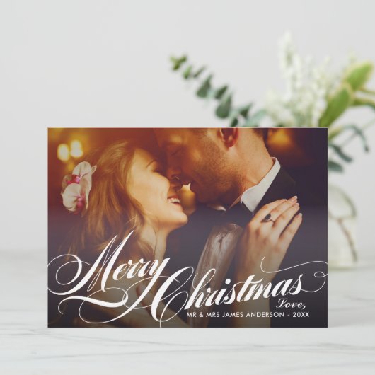 金ゴールドエレガントメリークリスマススクリプトの写真 シーズンカード (スタンド正面)