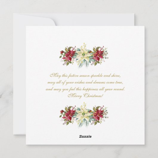 金ゴールドエレガントメリークリスマススクリプトフォトモノグラム シーズンカード (裏面)