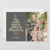 金ゴールドエレガントメリークリスマススクリプト書道 シーズンカード (正面)