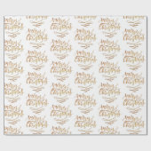 金ゴールドエレガントメリークリスマススクリプト書道 ラッピングペーパー (フラット)