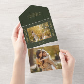 金ゴールドエレガントメリークリスマスタイポグラフィ写真 オールインワン招待状 (貼ってはがせる)