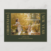 金ゴールドエレガントメリークリスマスタイポグラフィ写真 シーズンポストカード (正面)