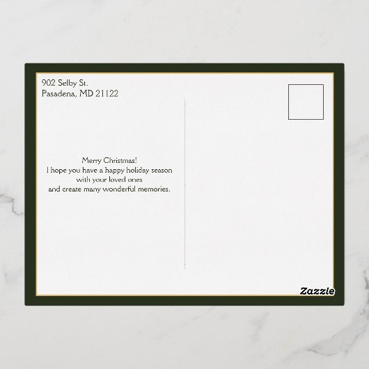 金ゴールドエレガントメリークリスマスタイポグラフィ写真 箔シーズンポストカード (裏面)