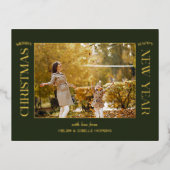 金ゴールドエレガントメリークリスマスタイポグラフィ写真 箔シーズンポストカード (正面)