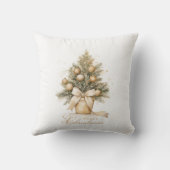 金ゴールドエレガントメリークリスマスツリーの水色 クッション (裏面)