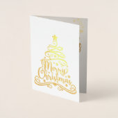 金ゴールドエレガントメリークリスマスツリーカスタムフォトフォイ 箔カード (正面)