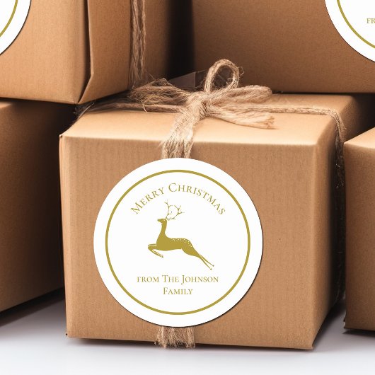 金ゴールドエレガントメリークリスマストナカイカスタムギフト ラウンドシール