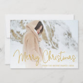 金ゴールドエレガントメリークリスマスフォト シーズンカード (正面)