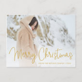 金ゴールドエレガントメリークリスマスフォト シーズンポストカード (正面)