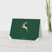 金ゴールドエレガントメリークリスマスブラック&グリーンプレイド カード (裏面)