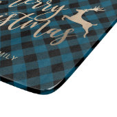 金ゴールドエレガントメリークリスマスブラック&ブループレイド カッティングボード (角)