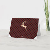 金ゴールドエレガントメリークリスマスブラック&レッドプレイド カード (裏面)