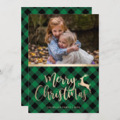 金ゴールドエレガントメリークリスマスプレドカスタム写真 シーズンカード (正面/裏面)