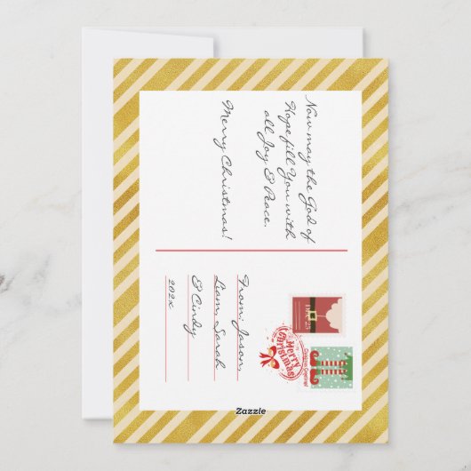 金ゴールドエレガントメリークリスマスホリデーカード シーズンカード (裏面)