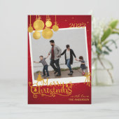 金ゴールドエレガントメリークリスマスホリデーカード 招待状 (スタンド正面)