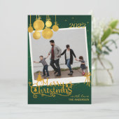 金ゴールドエレガントメリークリスマスホリデーカード 招待状 (スタンド正面)