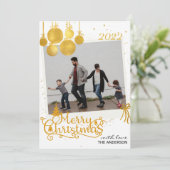 金ゴールドエレガントメリークリスマスホリデーカード 招待状 (スタンド正面)