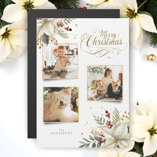 金ゴールドエレガントメリークリスマスボタニカル3 – 写真