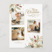 金ゴールドエレガントメリークリスマスボタニカル3 – 写真 シーズンポストカード (正面)