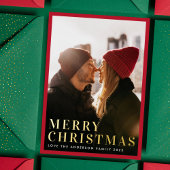 金ゴールドエレガントメリークリスマスミニマルフレーム写真 箔シーズンカード