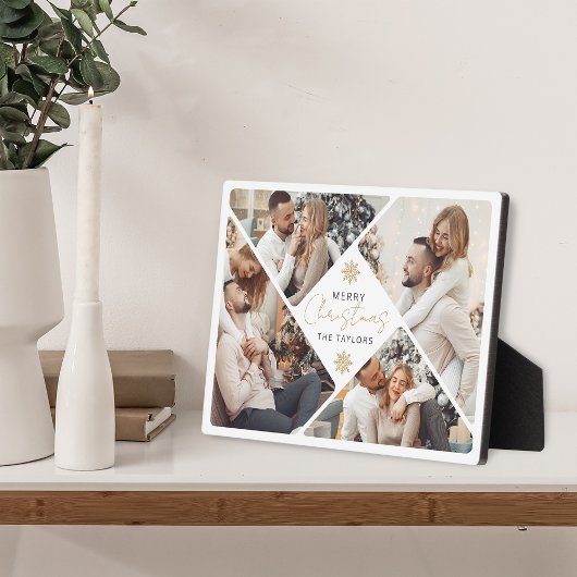 金ゴールドエレガントメリークリスマス写真コラージプラーク フォトプラーク