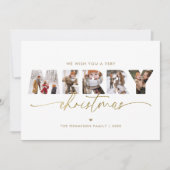 金ゴールドエレガントメリークリスマス写真コラージュ シーズンカード (正面)