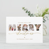 金ゴールドエレガントメリークリスマス写真コラージュ シーズンカード (スタンド正面)