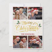 金ゴールドエレガントメリークリスマス写真コラージュ シーズンカード (正面)