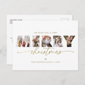 金ゴールドエレガントメリークリスマス写真コラージュ シーズンポストカード (正面/裏面)