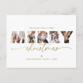 金ゴールドエレガントメリークリスマス写真コラージュ シーズンポストカード (正面)