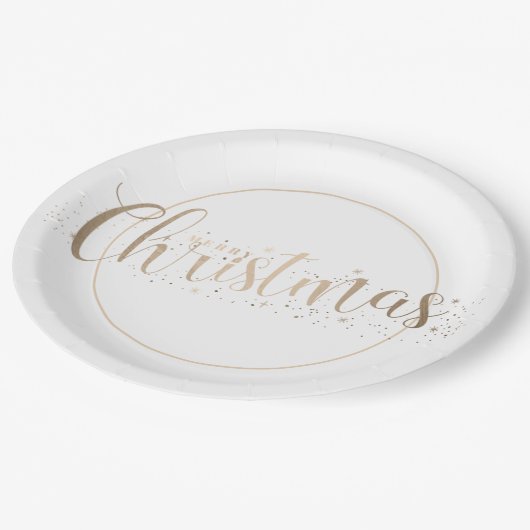 金ゴールドエレガントメリークリスマス地形 ペーパープレート (アングル)