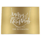 金ゴールドエレガントメリークリスマス書名付 ラージペーパーバッグ (正面)