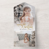 金ゴールドエレガントメリークリスマス書道写真 オールインワン招待状 (内側)