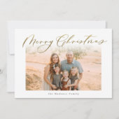 金ゴールドエレガントメリークリスマス書道写真 シーズンカード (正面)