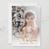 金ゴールドエレガントメリークリスマス書道写真 シーズンカード (正面)