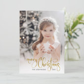 金ゴールドエレガントメリークリスマス書道写真 シーズンカード (スタンド正面)