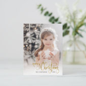 金ゴールドエレガントメリークリスマス書道写真 シーズンポストカード (スタンド正面)