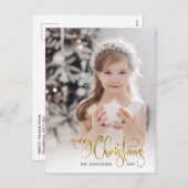 金ゴールドエレガントメリークリスマス書道写真 シーズンポストカード (正面/裏面)