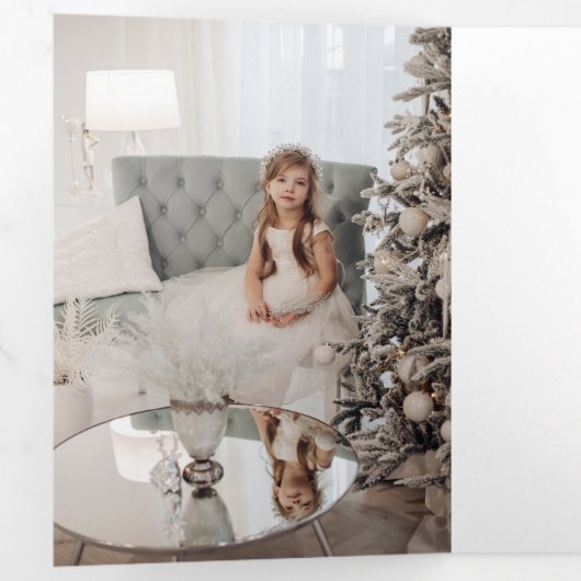 金ゴールドエレガントメリークリスマス書道写真 三つ折りカード (内部最初)