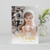 金ゴールドエレガントメリークリスマス書道写真 箔シーズンカード (立ち正面)