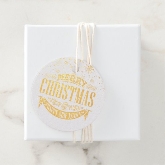 金ゴールドエレガントメリークリスマス フェイバータグ