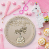 金ゴールドエレガントメリークリスマス ペーパープレート (パーティー)