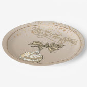 金ゴールドエレガントメリークリスマス ペーパープレート (アングル)