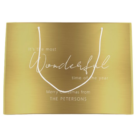 金ゴールドエレガントメリークリスマス ラージペーパーバッグ (正面)